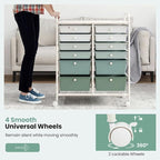 Giantex 12 Drawers Rolling Storage Cart, Classroom Organizers with Wheels for Tools Scrapbook Craft Paper Teacher Office School Supplies, Green Gradient
