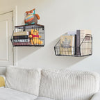 2 Tier Stackable Wall Mounted Hanging Basket, Fruit Basket for Kitchen Counter, Storage Bin with Wood Lid, Onion Storage, Fruit and Vegetable Storage, Countertop Organizer