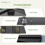 Greesum 6x8FT Plastic Outdoor Storage Shed with Floor, Resin Sheds with Lockable Double Door, Tool Sheds with Window and Vents, for Garden, Backyard, Patio, Dark Gray