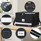 File Box with Lock - Portable File Organizer Box with Handle, Sturdy Important Document Organizer with Label, Slide, Reflective Strip for Hanging Letter/Legal Folder