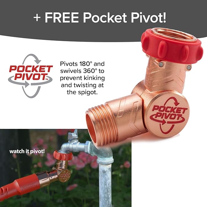 Pocket Hose 50 FT Copper Head Expandable Garden Hose with Pocket Pivot, No Tangles, AS SEEN ON TV, 360° Swivel, Tri-Tex Tubing, Force Field Jacket, Lead-Free, No-Kink, Anti-Burst w/APT
