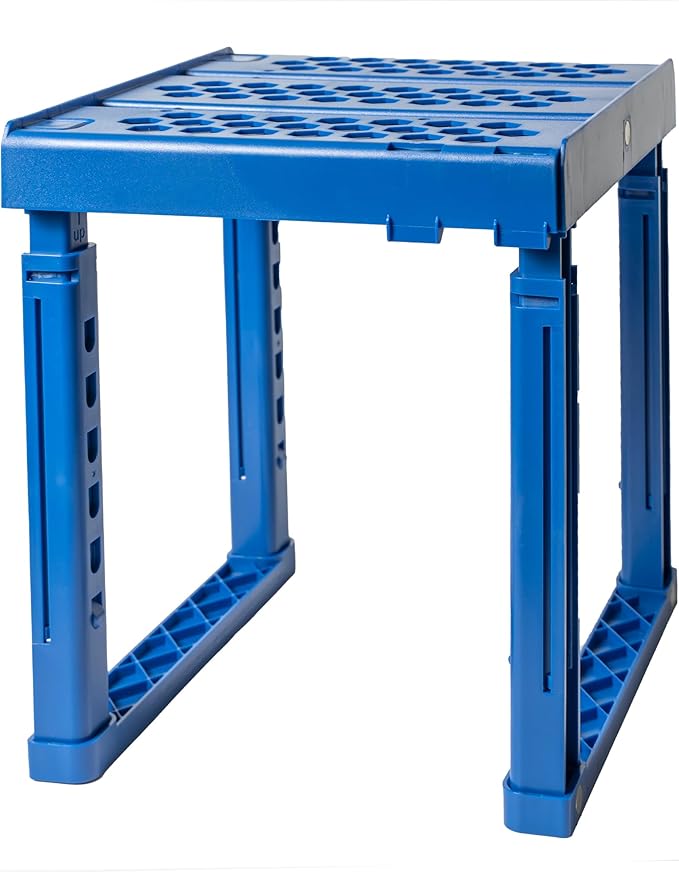 Locker Organizer Shelf， Adjustable Width and Height, Ideal Locker for School, Office, and Gym Lockers (Blue)