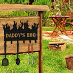 Generic Personalized BBQ Cooking Utensils Wall Hooks Rack for Dad Custom Grilling Tool Organizer Barbecue Tool Metal Storage Holders Grill Cutlery Hanger Father's Day Utensils Hanging Hooks (Style 3)