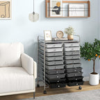 COSTWAY 20-Drawer Rolling Storage Cart, Utility Storage Organizer Cart for Tools, Scrapbook, Paper, Craft, Multipurpose Storage Trolley on Wheels for Home Office School, Mixed Black