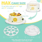 Ohuhu Cake Container, Cake Carrier with Lid and Handle BPA-Free Cake Holder for 10 inch Cake with 2 Handles Cupcake Carrier - Plastic Cover Two Sided Base for Transport Pies Nuts Fruit Perfect Gifts