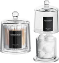 Qtip Holder Thick Glass Apothecary Jars with Lid for Bathroom Accessories Vanity Organizers and Makeup Storage for Cotton Ball, Swabs, Candy, Jewelry, Bathroom Decor, 2 Pack Clear