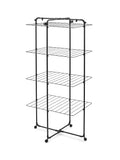 Brabantia HangOn Tower Clothes Drying Rack with Wheels | 98ft (30m) | Matt Black | Tall 3-Tier Indoor Clothes Airer with Adjustable Shelves for Towels, Folds Flat to Save Space | Fits 3 Full Loads