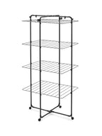 Brabantia HangOn Tower Clothes Drying Rack with Wheels | 98ft (30m) | Matt Black | Tall 3-Tier Indoor Clothes Airer with Adjustable Shelves for Towels, Folds Flat to Save Space | Fits 3 Full Loads