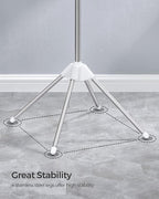 SONGMICS Clothes Drying Rack, 59-Inch Folding Laundry Drying Rack with 3 Rotatable Arms for Hangers, 4 Legs, Stainless Steel, for 27 Pieces of Clothes, White and Silver ULLR510W01