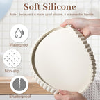 Round Bathroom Tray Silicone Kitchen Counter Decor Vanity Organizer Decorative Coffee Table Tray for Perfume, Candle, Soap Dish, 12 Inch, Beige