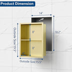 14x18 Medicine Cabinet Recessed, Medicine Cabinet Without Mirror, 304 Stainless Steel Medicine Wall Niche with Double Shelves, Brushed Golden