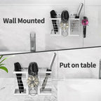 FUNKYLEE Bathroom Organizers and Storage, 3 in 1 Metal Wall Mount for Flat Iron, Curling Iron, Straightener, Hair Care & Styling Tools (White)