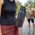 32oz Insulated Stainless Steel Water Bottle, Wide Mouth Double Wall Vacuum, Silicone Straw, Sweat & Leak Proof, BPA Free Insulated Water Flask for Travel, Keep Cold 24h Hot 12h, Blue