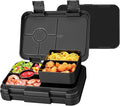 Bento Lunch Box for Kids, 6 Compartments BPA Free, Dishwasher Safe Back to School Snack Bento Lunch Containers Boxes, Ideal Portion Sizes for On-the-Go Meal, Ages 3+, School, Black