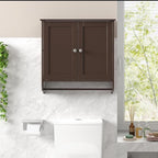 Giantex Bathroom Cabinet Wall Mounted - Over The Toilet Medicine Cabinet with Double Doors, Adjustable Shelf and Towels Bar, Above Toilet Storage Cabinet for Bedroom Kitchen Wall Cabinet (Coffee)
