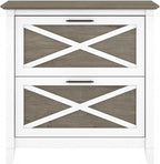 Bush Home Key West 2 Drawer Lateral File Cabinet in Pure White and Shiplap Gray, Document Storage for Home Office, Accent Chest with Drawers