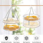 AUTODECO 2 Pack 2-Tier Folding Mesh Clothes Hanging Dryer, Sweater Drying Rack, Large Laundry Drying Rack, Lay fold Flat Dry Hanger, Mesh Clothes Hanging Dryer - M(2Tier)+L(2Tier)