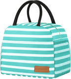 Lunch Bag Women/Men Lunch Box Women/Men (Baby blue+White Stripes)