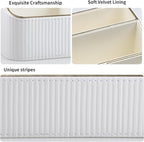 Remote Control Holder with 4 Compartments, PU Leather Small Nightstand Organizer for Home Desk Accessories Office Supplies, Multifunctional Stylish Small Bedside Desktop Organizers (White)