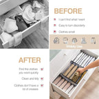 Wardrobe Clothes Organizer 7 Grids Portable Closet Organizer Mesh Separation Storage Box Foldable Closet Drawer Organizer for Underwear Socks Scarves Leggings (Grey, 2 Leggings Grid)