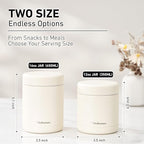 Stainless Steel Insulated FoodJar Set of 2 (16oz + 12oz) | Wide Mouth | Soup Thermo for Hot Food Lunch Container | Thermal LunchBox | Insulated Soup Bowl | Hot and Cold Lunch Box for Adults | Vanilla