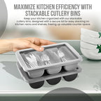 2 Pack - Cutlery Bin with Lid, Commercial 3-Compartment Flatware Tray with Cover, Large Silverware Divided Storage Plastic Container, Restaurant Condiments Holder, Covered Utensil Organizer Box, Brown