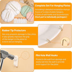 14 Pcs Invisible Plate Hangers for The Wall - 4/6/8/10 Inch Stainless Steel Decorative Plate Holers for Display, Artwork & Home Decor (Includes 14 Wall Hooks & 56 Tip Protectors & Guide)