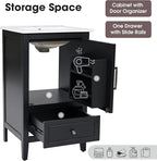 20 in Small Bathroom Vanity with Sink,Wood Modern Single Bathroom Sink Cabinet with Soft Closing Door and Drawer,Freestanding Black