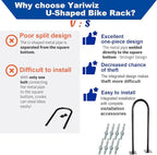 (1 Loop -2 Bike Capacity) Yariwiz Ground Bike Rack U Shaped Flange Mount Commercial Bike Rack for Outdoor, Stores, Parks and Schools, Steel Construction, Black Powder Coat Finish