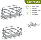 Yougai Shower Caddy, Shower Organizer with Soap Holder and Hooks, Rustproof Shower Shelves, No Drilling Bathroom Organizers and Storage, Wall-Mounted Kitchen & Home Decor (Dark Gray)