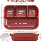 Bento Box Adult Lunch Box, Lunch Containers for Kids Girls Boys with 4 Compartments, Lunchable Food Container with Utensils, Sauce Jar, Muffin Liners, 40 Oz/5 Cup, Retro Red