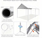 10'x20' Carport Heavy Duty Galvanized Car Canopy with Included Anchor Kit, 3 Reinforced Steel Cables, Light Gray