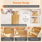 Lifewit 6" High 8 Pack Bamboo Drawer Dividers 33-42cm/13-16.5" Adjustable Wooden Drawer Organizer for Clothes/Utensils, Expandable Drawer Separator for Dresser/Kitchen/Bedroom/Office Organization