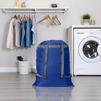Laundry Bag Backpack, 27” x 34”Sturdy Laundry Bag with Shoulder Straps Drawstring Closure Heavy Duty Foldable Laundry Backpack for College, Travel, Laundromat, Apartment (blue)