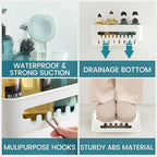 TAILI Shower Caddy Suction Cup, Heavy Duty Bathroom Organizer, Removable Shelves for Inside Shower, Shampoo, Waterproof Suction Plastic Storage for Bathroom Accessories Holder, White