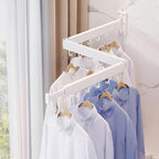Wall Mounted Clothes Drying Rack, Collapsible, Folding, Retractable - Clothes Hanging Rack (Hooks, White)