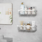 5-Pack Adhesive Shower Caddy, Rustproof Stainless Steel Organizer for Bathroom Storage with Large Capacity, No Drilling Bathroom Caddy with Soap Toothbrush Holder for Kitchen Home White