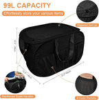 Collapsible Laundry Baskets with Lid, Foldable Laundry Basket with Pockets, Pop Up Laundry Hamper with Dual Handles, 99L Sturdy Clothes Hampers for Clothes, Groceries, Supplies, Tools, Black
