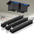 Overhead Garage Storage Rack, Garage Ceiling Storage Racks, Heavy Duty Storage Bin Ceiling Rails for 27 Gallon Totes，Tote Storage Rack System -Black (3 Sets for 2 Bins)