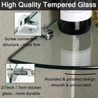 SAYAYO Glass Corner Shelf for Wall, 10 X 10 Inch Chrome Tempered Floating Glass Shelves for Bathroom 1 Pack, Clear