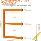Lumber Rack Wall-Mounted Lumber Storage Rack, Heavy Duty Wood Storage Racks with 6-Level System, 1320 LB Sturdy Garage Wood Organizer, Orange Lumber Metal Racks for Indoor and Outdoor (4 Pack)