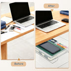 Upgraded Super Capacity 11.85 "x 8.9" Under Desk Drawer Hidden Strorage Drawer Self-Adhesive Slide Out with Smooth Gliding Motion - Attachable & Space-Saving Under Desk Organizer with Screw Kit, Clear
