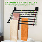 Wall Mounted Drying Rack, 43 Inches Wall Laundry Drying Rack Collapsible Indoor Clothes Drying Rack for Hanging Clothes