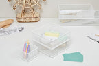 Annova Mesh Stackable Drawer Cabinet and Shelf Organizer Bins Storage Basket School Office Supply Holder Tray- Set of 2 (White, 6x15x2 Inch)