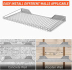 Wallmaster Heavy Duty Garage Wall Shelving 2 Pack 23.6"x11.8" Metal Wire Shelves Wall Mount Mesh Storage Rack for Garage, Office, Basement and Kithcen, max Load 65 lbs (Grey)