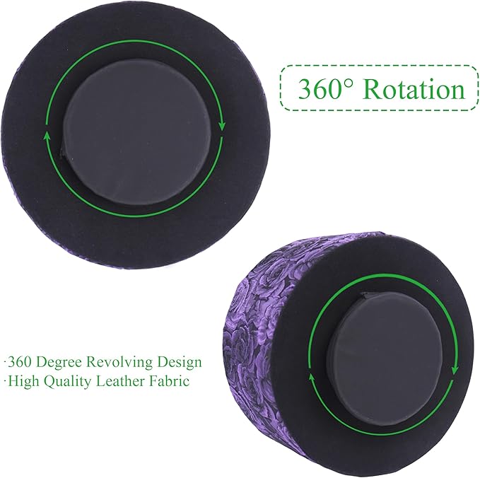QIELIZI Remote Control Holder, 360°Spinning PU Leather Desk TV Remote Caddy,Desk Storage Box Room Accessories for Controller, Media,Mail,Calculator, Mobile Phone,Pencil(1-B3D Purple)