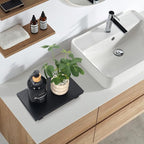 Black Bathroom Vanity Counter Tray Decor Farmhouse Wood Risers Kitchen Soap Sink Tray for Countertop Decorative Hand Soap Dispenser Holder Wooden Pedestal Stand Modern Bathroom Organizer Accessories