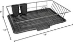 Sweet Home Collection 3 Piece Metal Dish Drainer Rack Set with Drying Board and Utensil Holder, 12" x 19" x 5", Gray