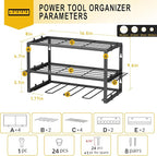 Spacecare Power Tool Organizer- Power Drill Tool Holder- Heavy Duty Tool Shelf & 2 Pack 3 Layers Tool Rack Cordless Drill Holder- Floating Tool Shelf Wall Mounted Tool Storage Rack for 8 Drill Holders