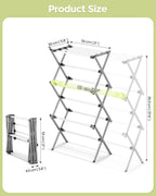APEXCHASER Drying Rack Clothing, Clothes Drying Rack Foldable, Laundry Drying Rack Expandable, Small Clothe Hanger for Baby Clothes Towels Bibs, Socks, Clothes Airer for Indoor Outdoor Use, White/Grey